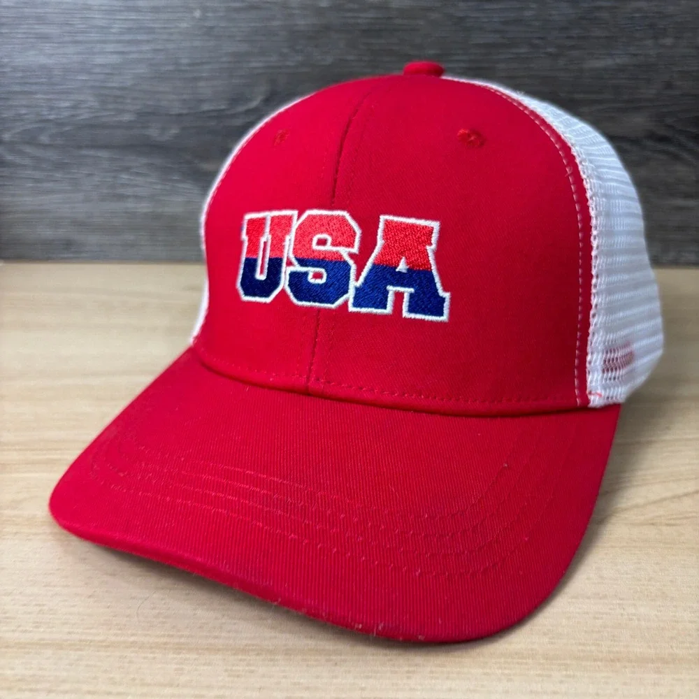 USA Hat Snap Back Red‎ Blue Baseball Cap United States of America Adjustable